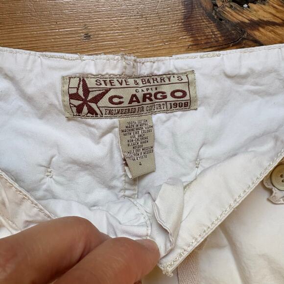 Steve & Barry's cream y2k cropped drawstring womens cargo pants SIZE 4 - Picture 3 of 5